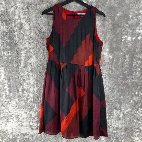 Jennifer Lopez Sz 8 Abstract Geometric Mini Fit Flared Dress Colorful Sleeveless - Picture 1 of 12